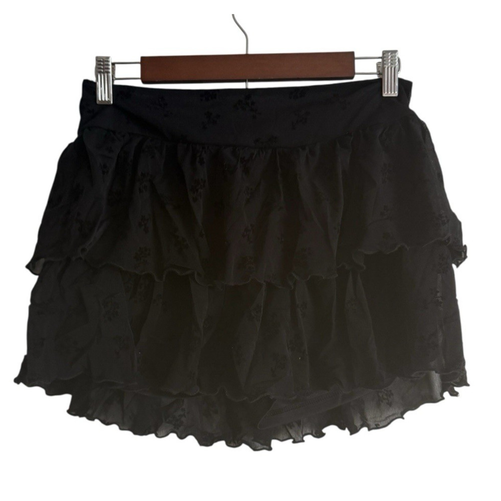 PacSun Beverly & Beck Size Large Black Tiered Ruffle Mini Skirt NWT